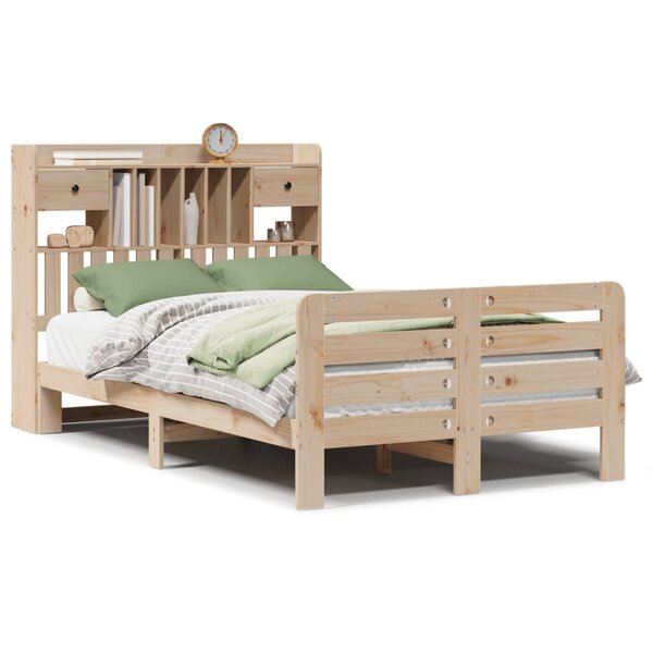 vidaXL Lit bibliothèque sans matelas 135x190 cm bois de pin massif