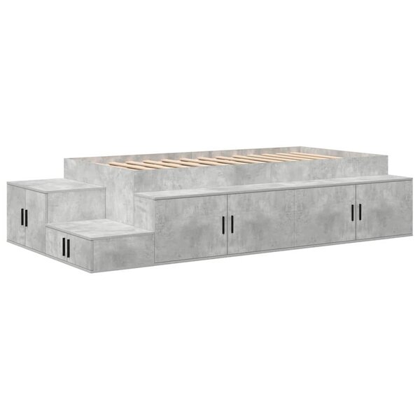 vidaXL Cadre de lit avec rangement Gris béton 80 cm Bois d'ingénierie