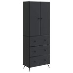 vidaXL Ensemble de Meubles 2 Pièces Noir 66 x 34 5 x 90 cm