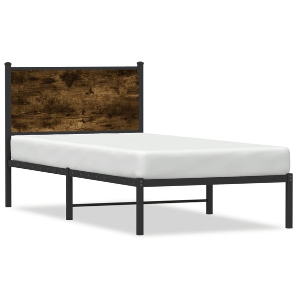 vidaXL Cadre de lit en métal sans matelas chêne fumé 75x190 cm