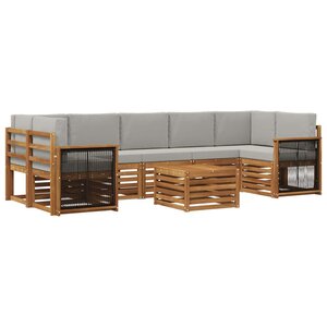 vidaXL Ensemble de canapés d'extérieur 8 Pièces Naturel et gris clair