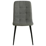 Lot de 6 chaises de salle a manger en tissu aspect lin gris  pieds metal noir