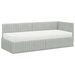 vidaXL Cadre de lit d'angle avec matelas 2 Pièces Gris clair Velours