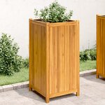 vidaXL Jardinière avec doublure 50x50x100 cm bois massif d'acacia