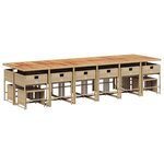 vidaXL Ensemble à manger de jardin et coussins 17 Pièces beige