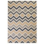 Vidaxl tapis moderne design de zigzag 140 x 200 cm marron/noir/bleu