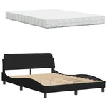 vidaXL Lit avec matelas noir 140x190 cm tissu