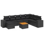 vidaXL Salon de jardin 9 Pièces avec coussins noir résine tressée