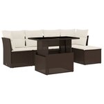 vidaXL Salon de jardin avec coussins 6 Pièces marron résine tressée