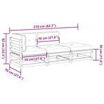 vidaXL Salon de jardin 3 Pièces avec coussins cire marron bois pin massif