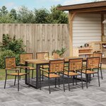 vidaXL Ensemble de salle à manger de jardin 9 pièces en poly rotin noir acacia