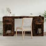 vidaXL Bureau avec armoire chêne fumé bois d'ingénierie