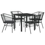 vidaXL Ensemble de jardin de 5 pièces avec des coussins en poly rotin noir.