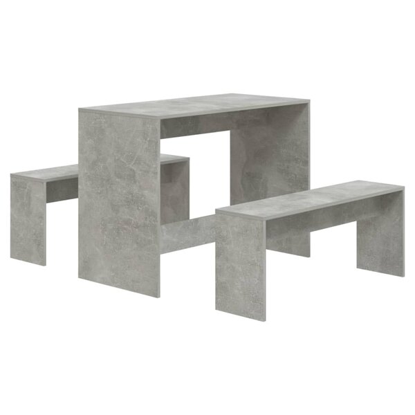 vidaXL Ensemble à manger 3 Pièces Gris béton Bois d'ingénierie