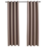 vidaXL Rideaux occultants avec anneaux en métal 2 Pièces Taupe 140x175 cm