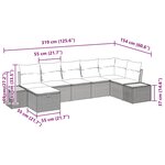Ensemble de canapé de jardin 7 pièces avec coussins gris poly rotin