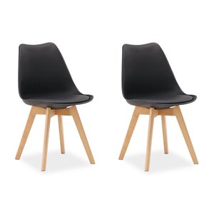 2 Chaises Noires avec Pieds en Bois