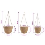 vidaXL Paniers à plantes en herbe de mer 3 Pièces Naturel Ø26 x 19 cm