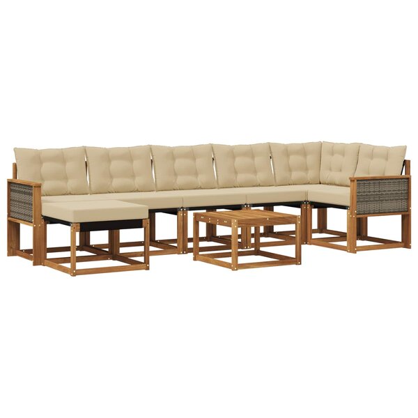 vidaXL Ensemble de canapés d'extérieur 8 Pièces Naturel et Beige