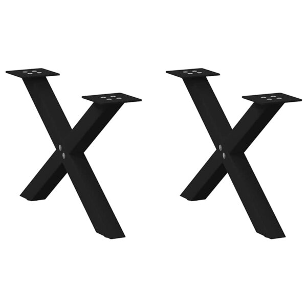 vidaXL Pieds de table basse en forme de X  2 pièces  noir  60 x (30-31) cm  acier