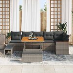 vidaXL Ensemble de canapé de jardin 9 Pièces Gris polyrotin