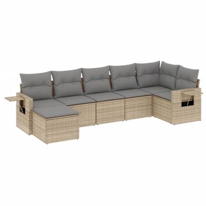 vidaXL Salon de jardin avec coussins 7 Pièces beige résine tressée