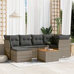 vidaXL Salon de jardin avec coussins 7 Pièces gris résine tressée