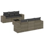 vidaXL Salon de jardin avec coussins 7 Pièces gris résine tressée