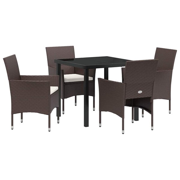 vidaXL Ensemble de salle à manger pour jardin 5 Pièces Marron polyrotin