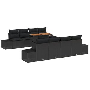 vidaXL Ensemble de salle à manger pour jardin 9 Pièces Noir et Marron
