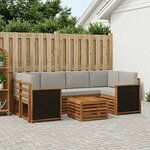 vidaXL Ensemble de canapés d'extérieur 7 Pièces Naturel et gris clair
