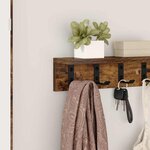 vidaXL Porte-manteau mural avec étagère Chêne fumé 40 x 10.5 x 10.5 cm
