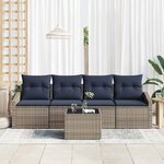 vidaXL Ensemble de Canapés avec coussin 5 Pièces Gris et marine polyrotin