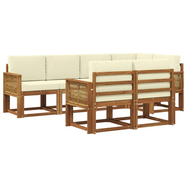 vidaXL Ensemble de canapés d'extérieur 7 pc Naturel et Crème Polyester