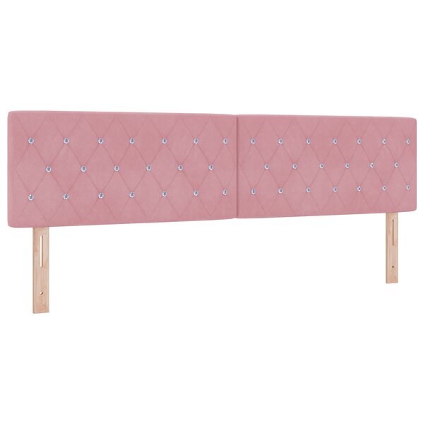 Headboard vidaXL Boutons en cristal Capitonnés Rose 180 cm Velours