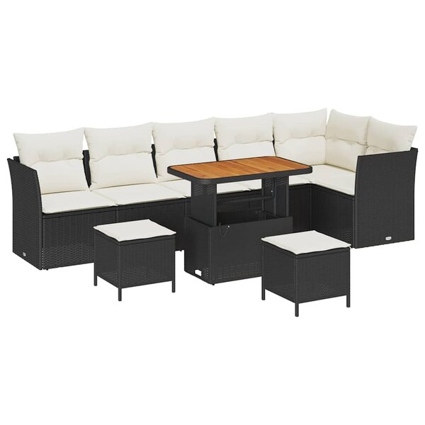 vidaXL Ensemble de canapé de jardin 9 Pièces Noir polyrotin