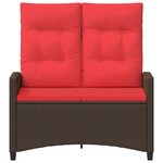vidaXL Banc de jardin avec oreiller Marron et rouge 105 x 60 x 112 cm