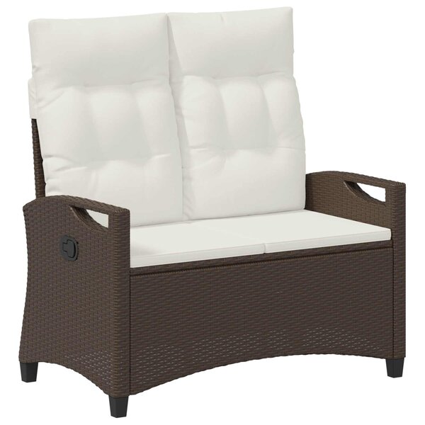 vidaXL Banc de jardin avec oreiller Marron et Crème 105 x 60 x 112 cm