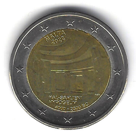Monnaie 2 euros commémorative malte 2022 - hypogée de hal saflieni