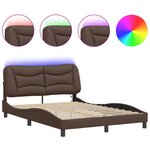 vidaXL Cadre de lit avec lumières LED marron 140x200 cm similicuir