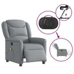 vidaXL Fauteuil de massage inclinable électrique gris clair tissu