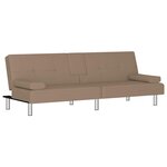vidaXL Canapé-lit avec porte-gobelets cappuccino similicuir