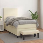 vidaXL Sommier à lattes de lit avec matelas Crème 100x200cm Similicuir