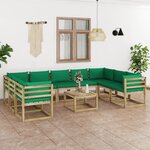 Vidaxl salon de jardin 10 pièces avec coussins bois de pin imprégné