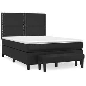 vidaXL Sommier à lattes de lit avec matelas Noir 140x190 cm Similicuir