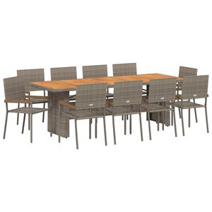 vidaXL Ensemble de salle à manger pour jardin 11 Pièces Gris polyrotin