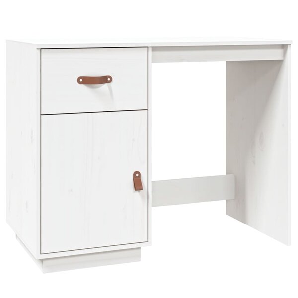 vidaXL Bureau Blanc 95x50x75 cm Bois massif de pin