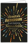 Carte heureux anniversaire à un homme formidable feu d'artifice doré or noir