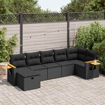vidaXL Salon de jardin 7 Pièces avec coussins noir résine tressée