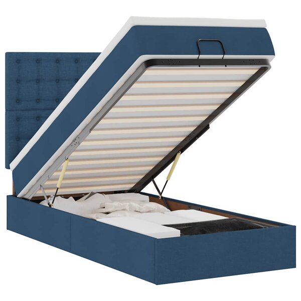 vidaXL Lit ottoman avec matelas bleu 100x200 cm tissu